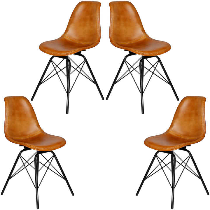 Chaise de salle à manger en cuir cognac