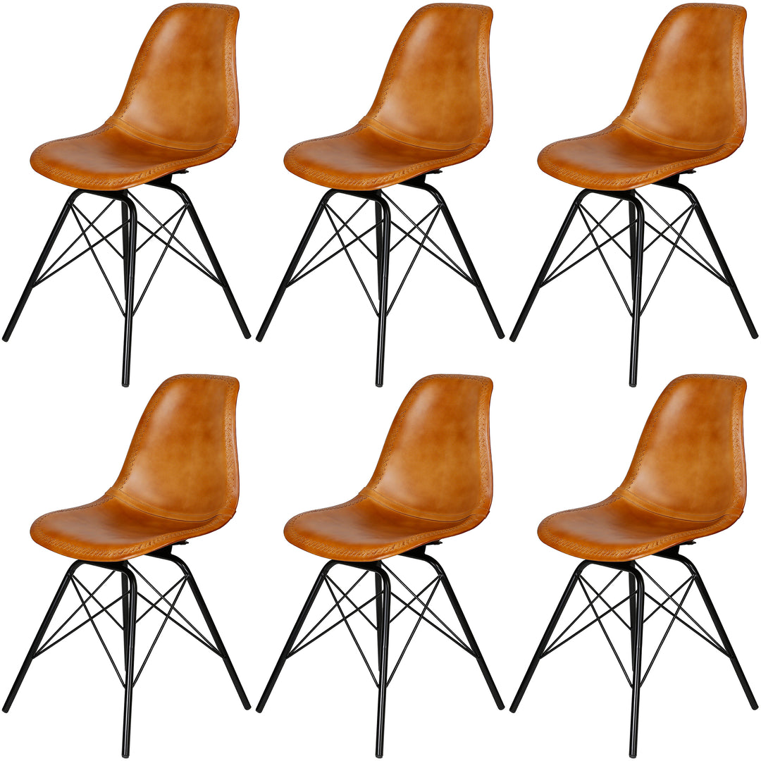 Chaise de salle à manger en cuir cognac