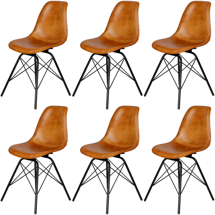 Chaise de salle à manger en cuir cognac