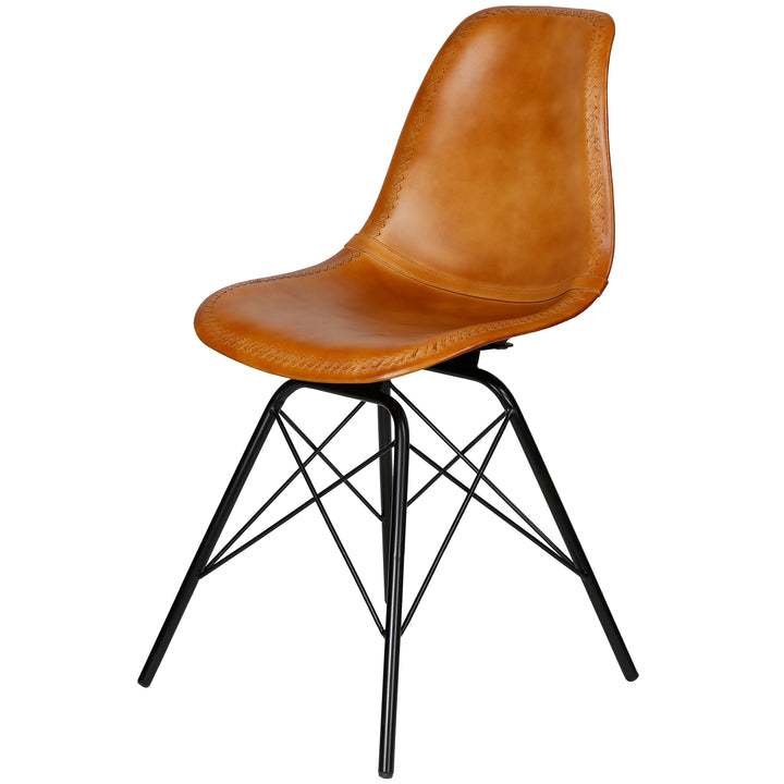 Chaise de salle à manger en cuir cognac