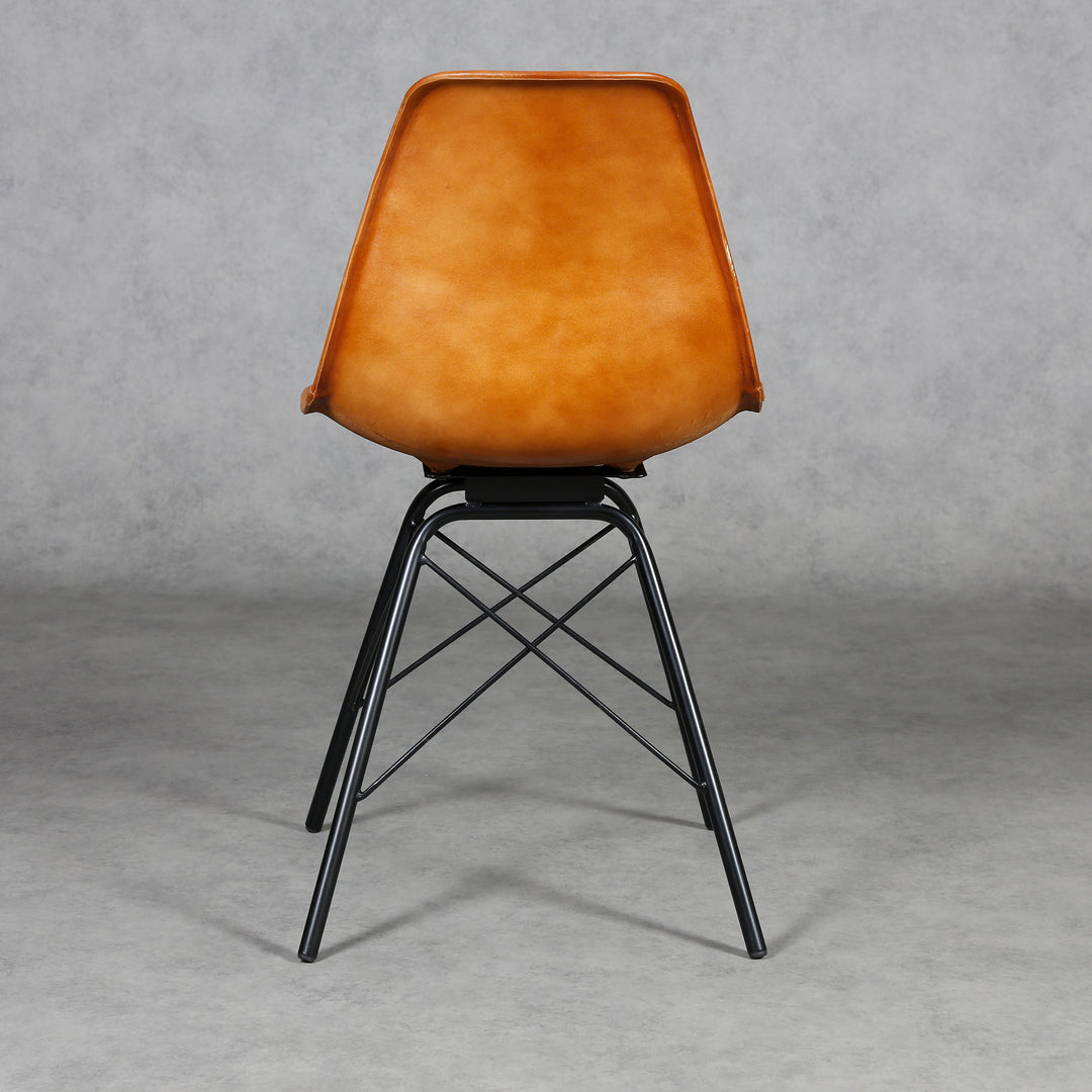 Chaise de salle à manger en cuir cognac