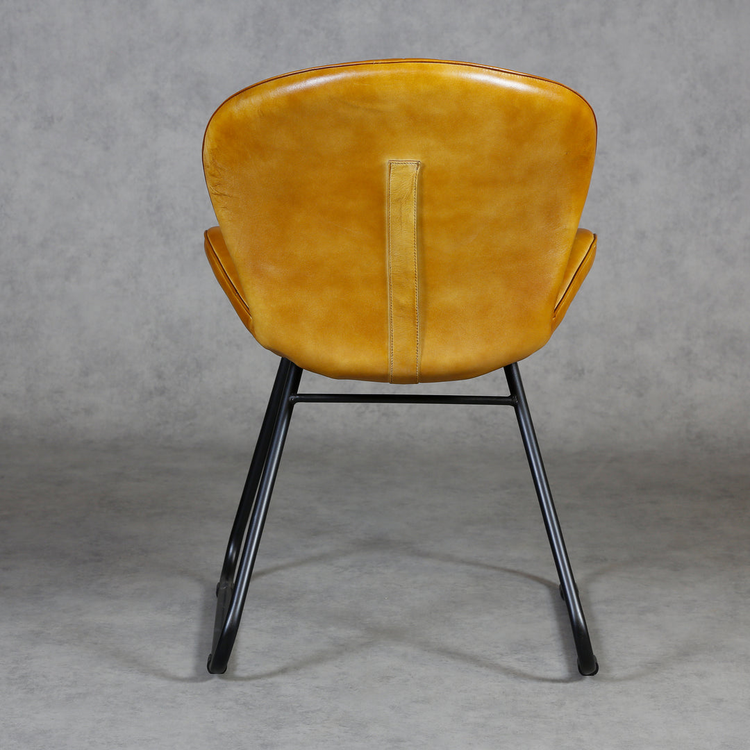 Chaise de salle à manger en cuir cognac marron