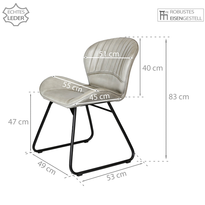 Chaise en cuir gris clair