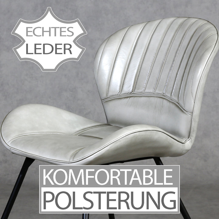 Chaise en cuir gris clair