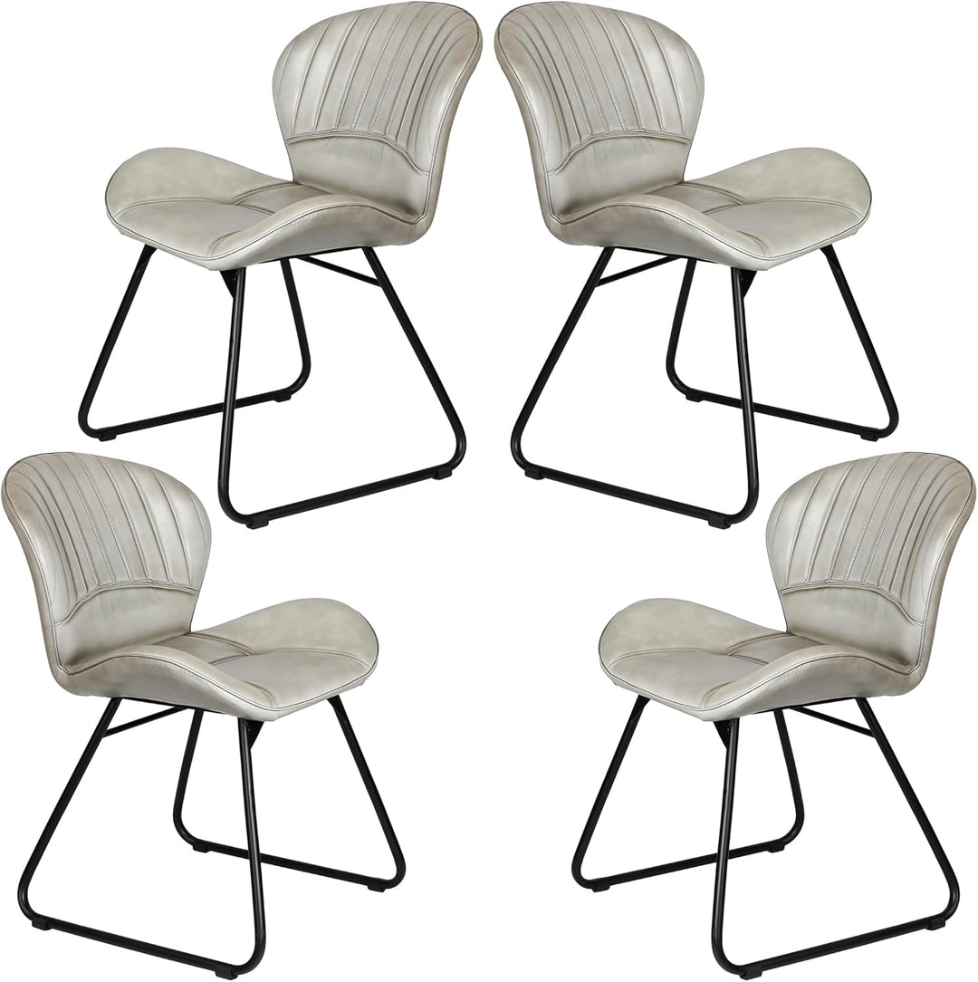 Chaise en cuir gris clair