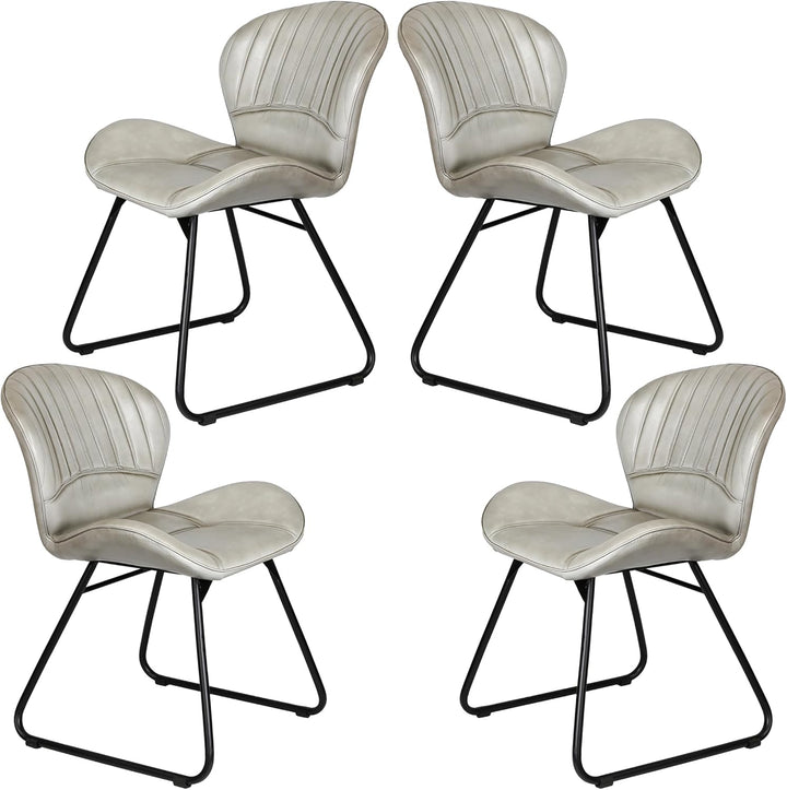 Chaise en cuir gris clair