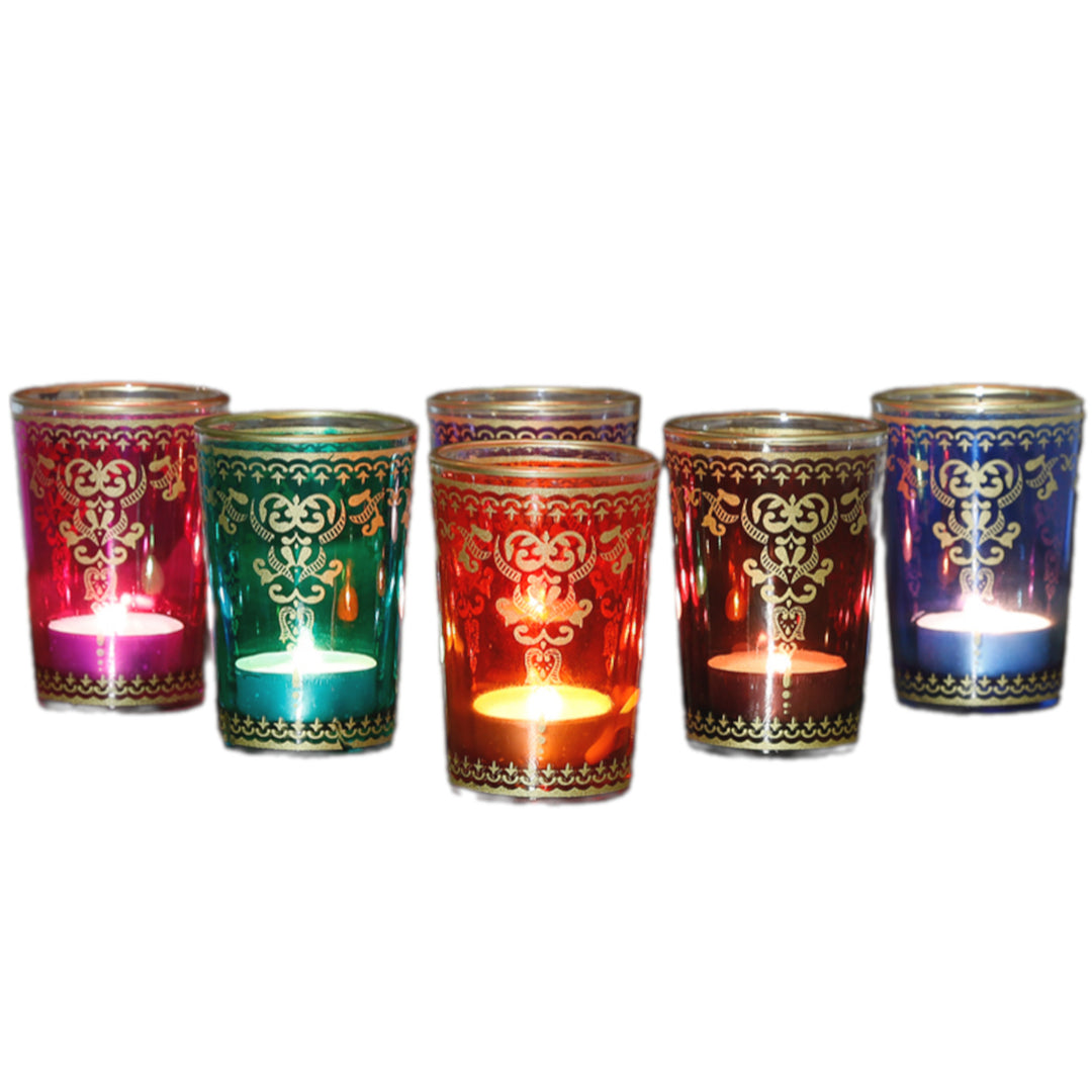 Lot de 6 photophores colorés assortis