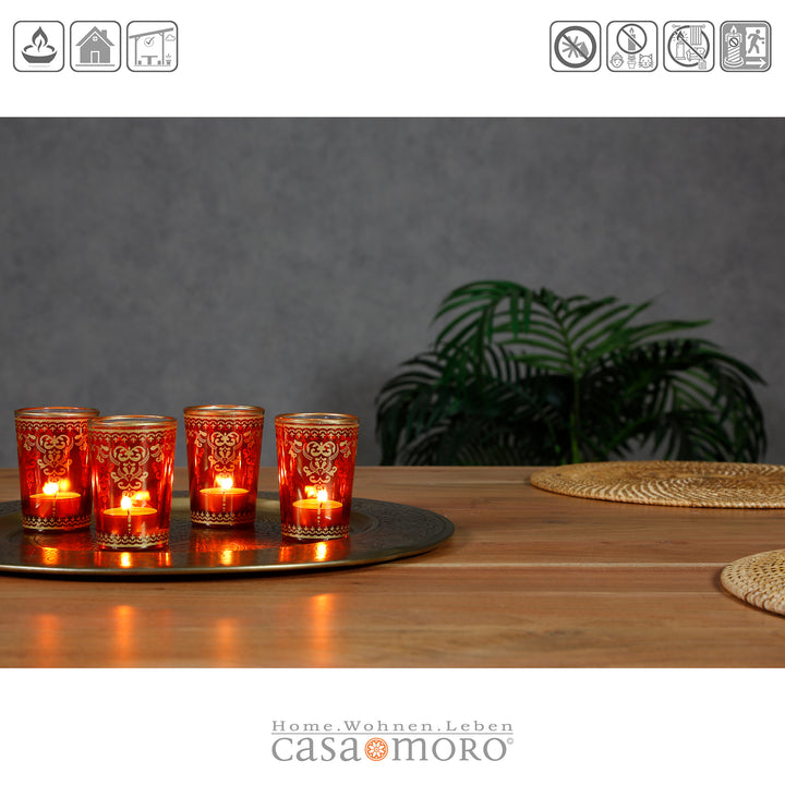 Lot de 6 photophares en verre orange et doré