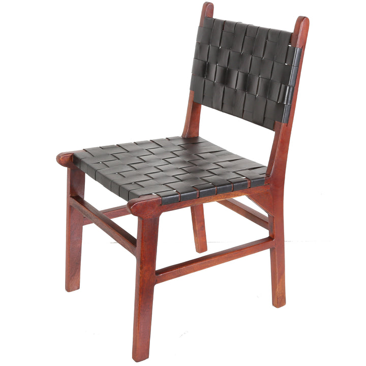 Chaise de salle à manger en cuir noir