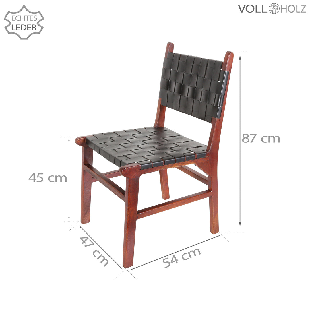 Chaise de salle à manger en cuir noir