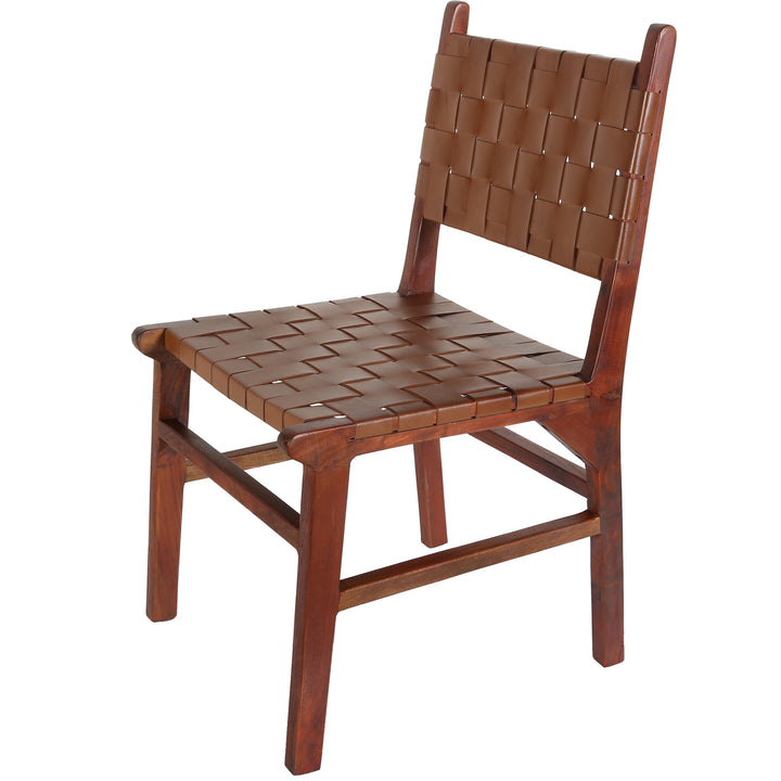 Chaise de salle à manger en cuir marron