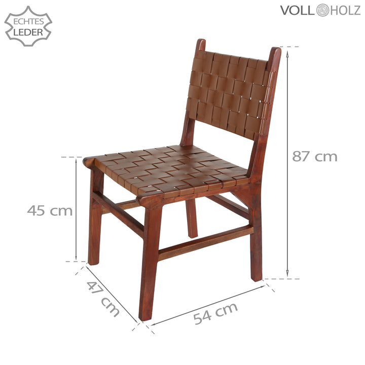 Chaise de salle à manger en cuir marron