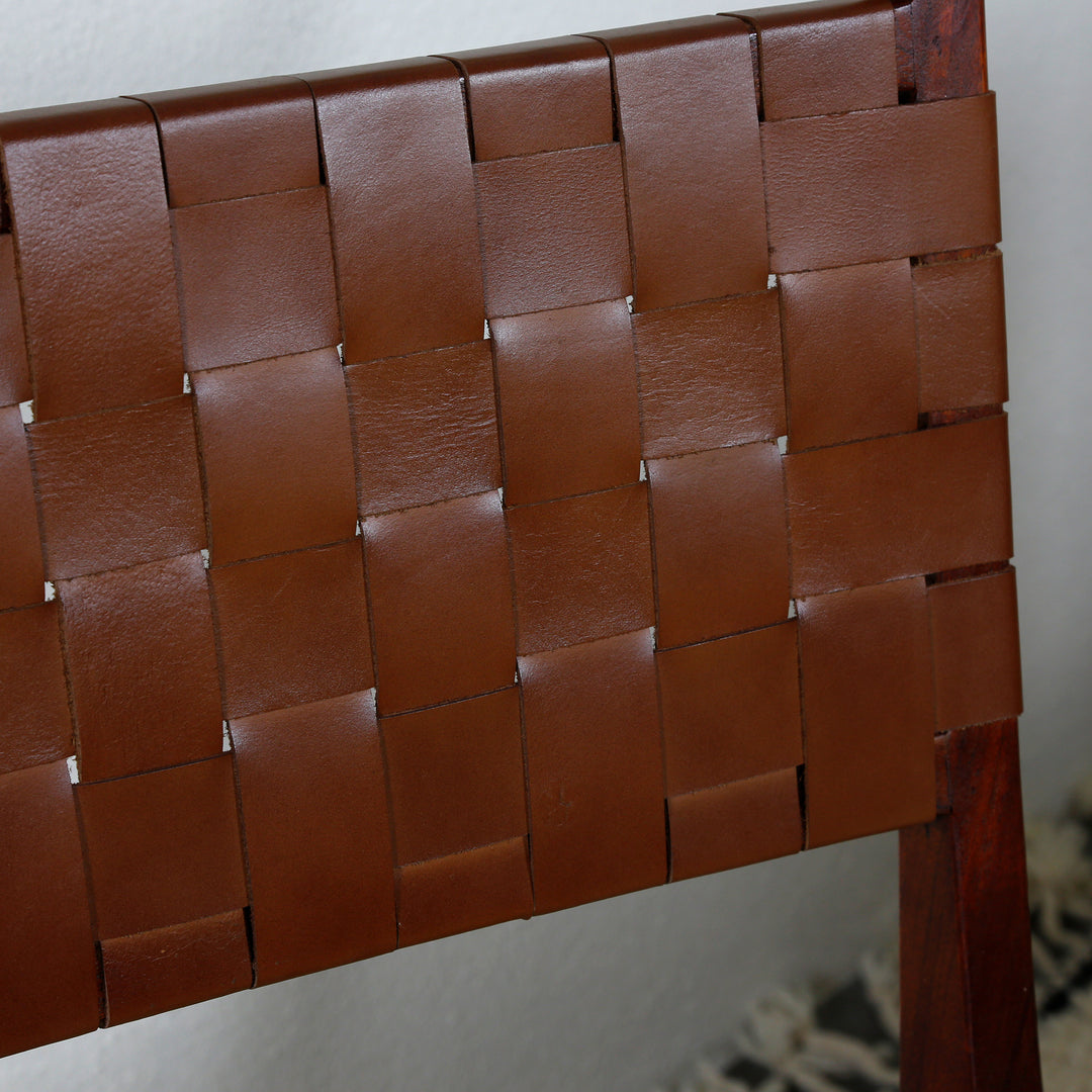 Chaise de salle à manger en cuir marron