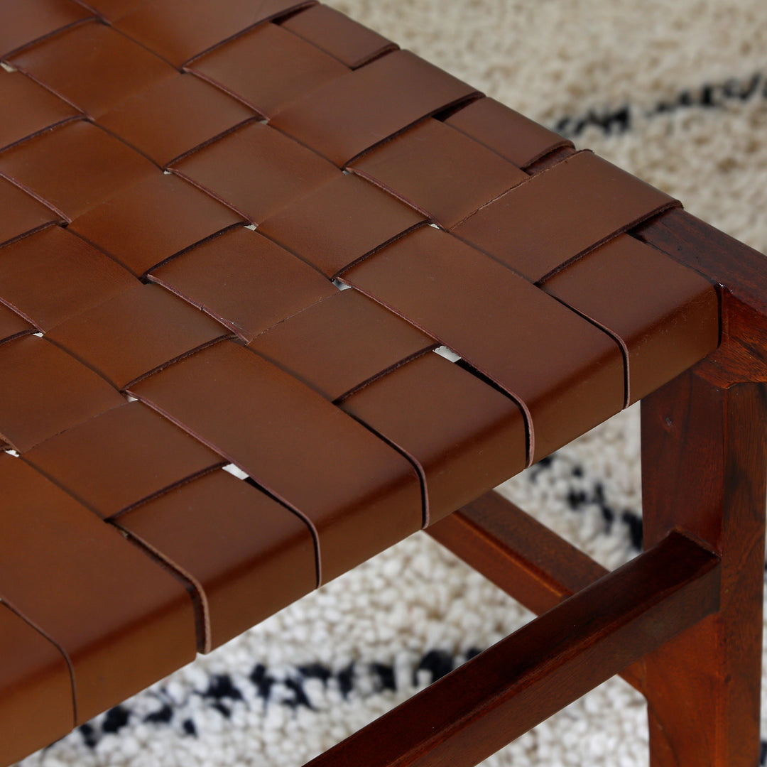 Chaise de salle à manger en cuir marron