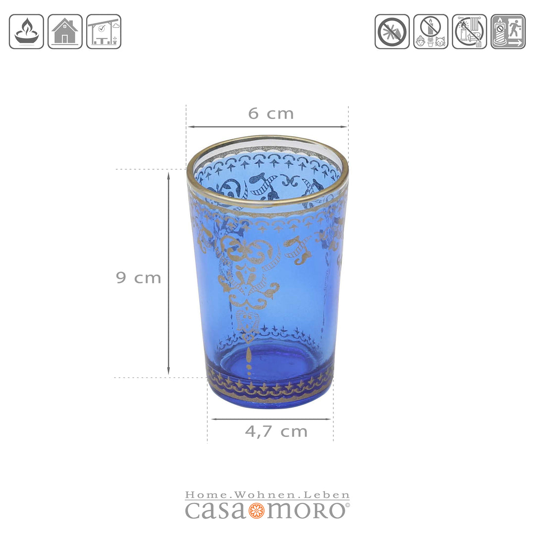 Lot de 6 photophares bleus et dorés