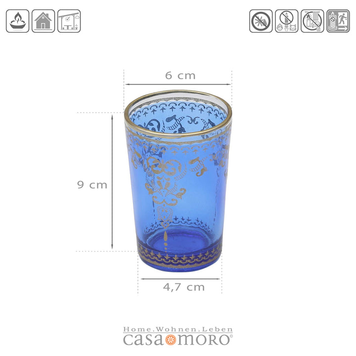 Lot de 6 photophares bleus et dorés