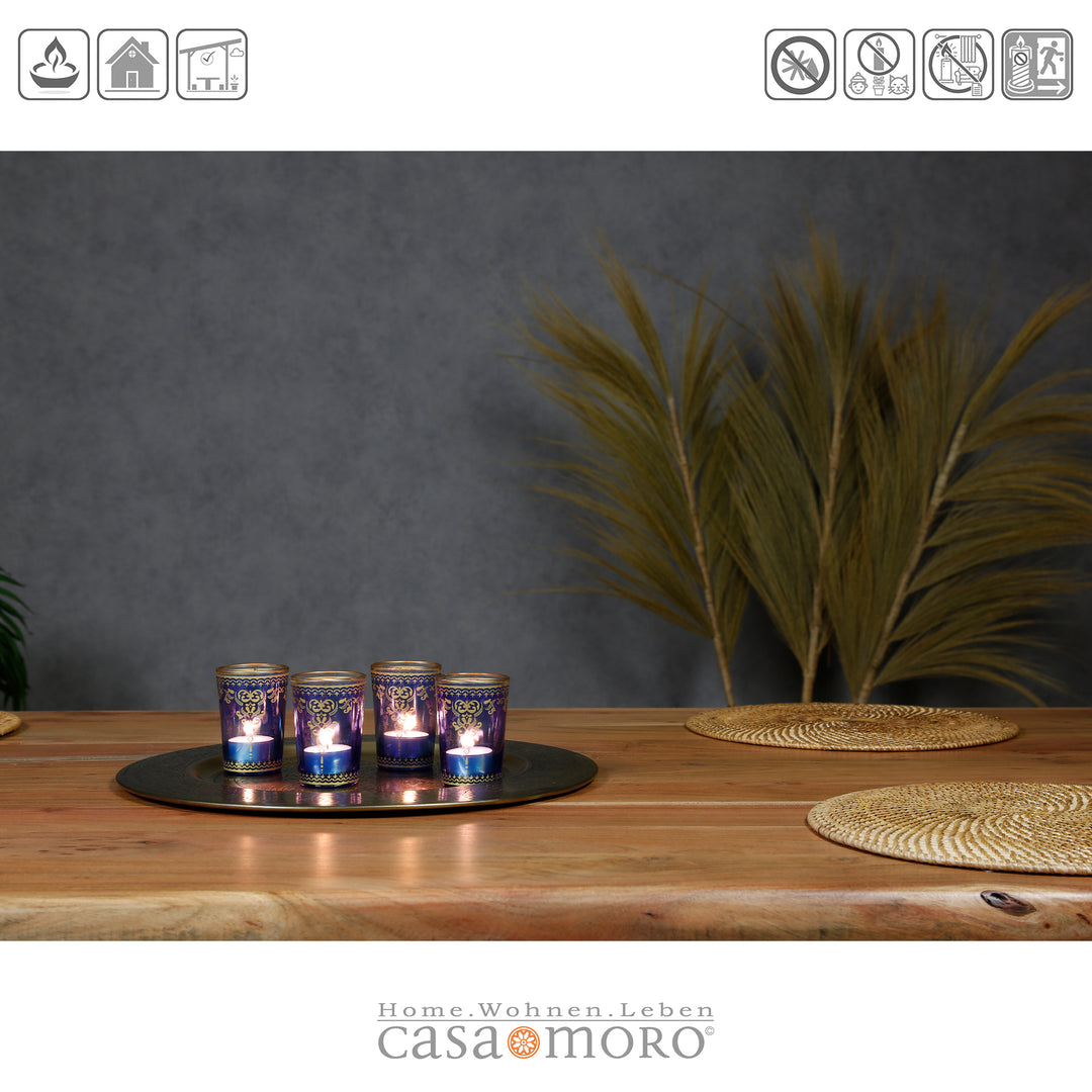 Lot de 6 photophares bleus et dorés