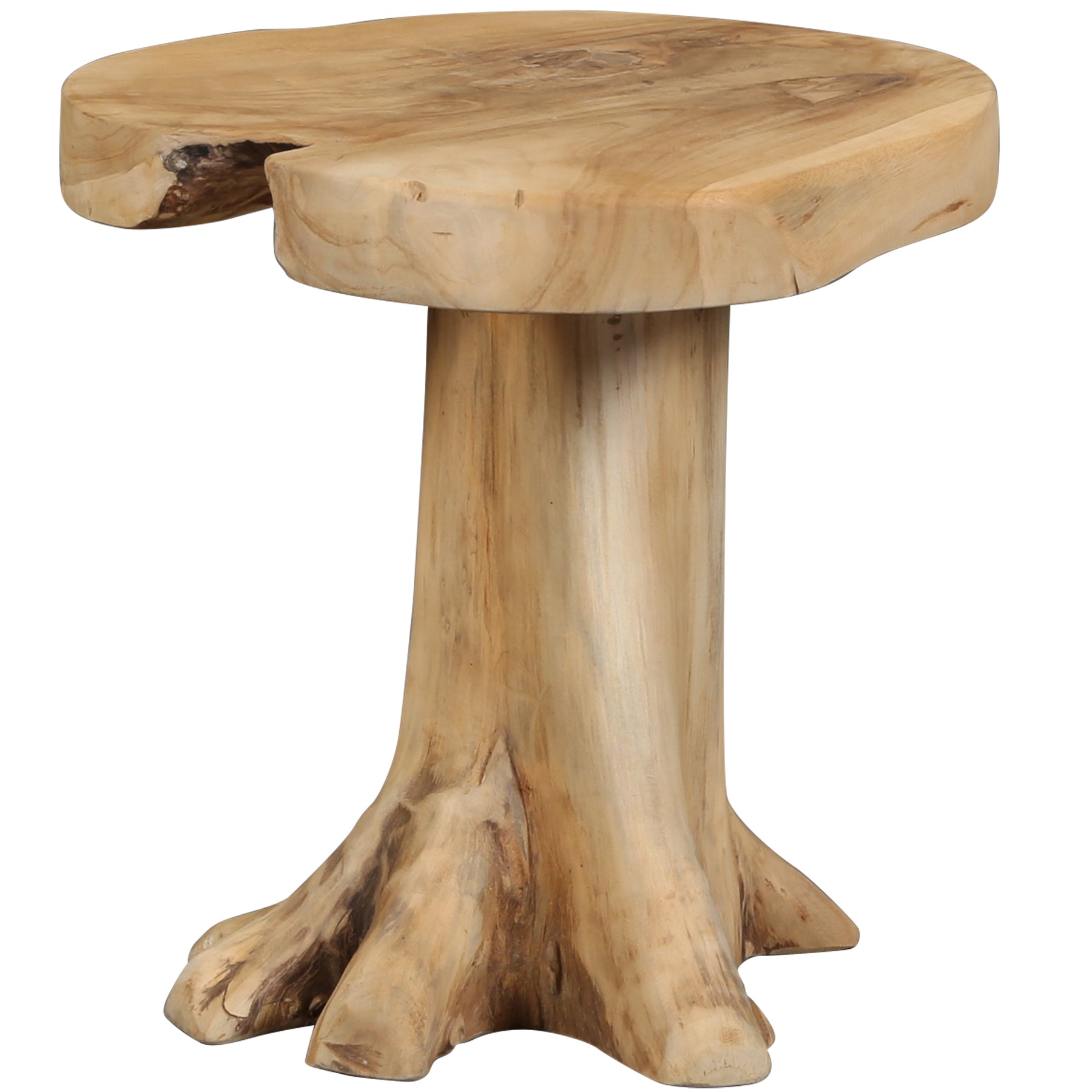 Table D'Appoint En Bois De Teck Massif Racine - Dreibeintisch Design Naturel Et Élégant