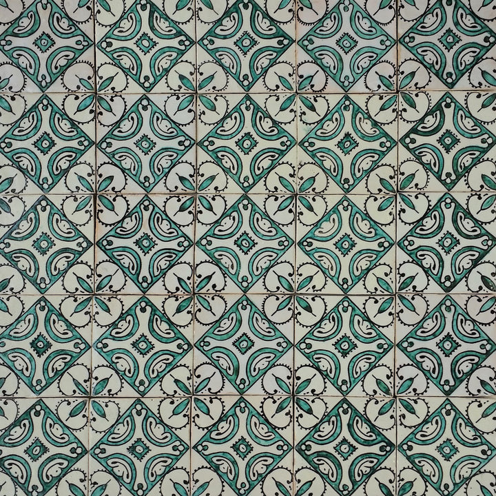 Carreau peint à la main Ebru Vert