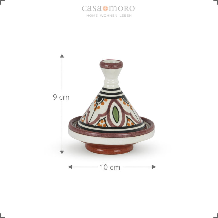 épice Tajine En argile, céramique peinte à la main de 9 cm de hauteur et 10 cm de diamètre
