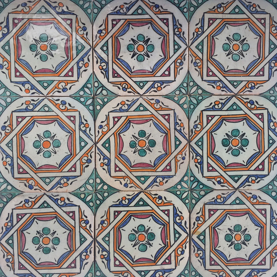 Carreau peint à la main Samia 10x10