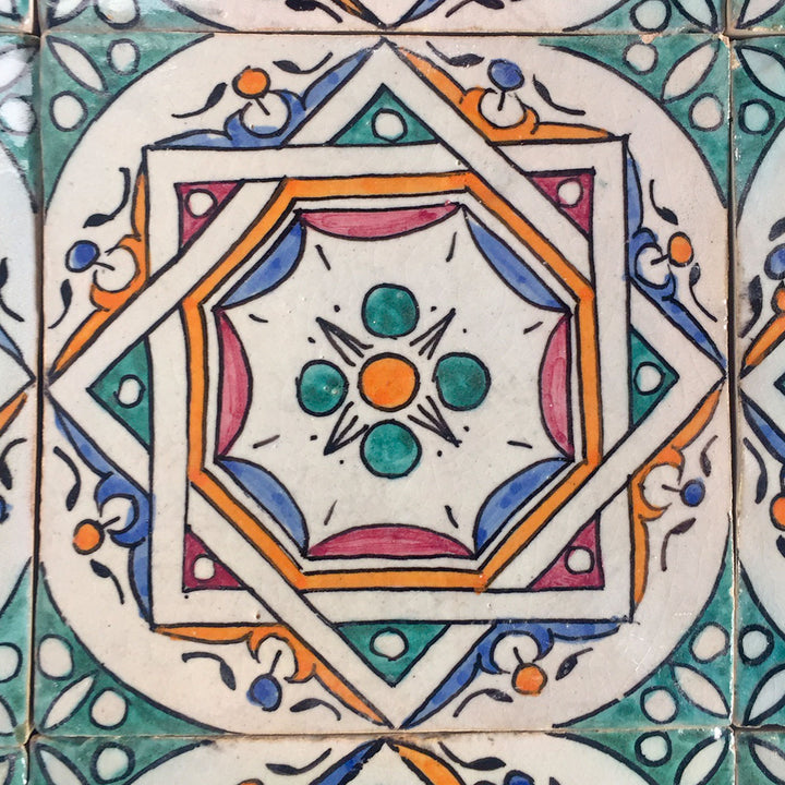 Carreau peint à la main Samia 10x10