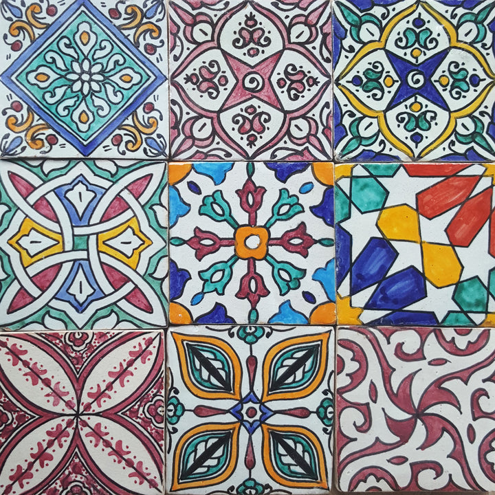 Carreaux peints à la main, mélange coloré