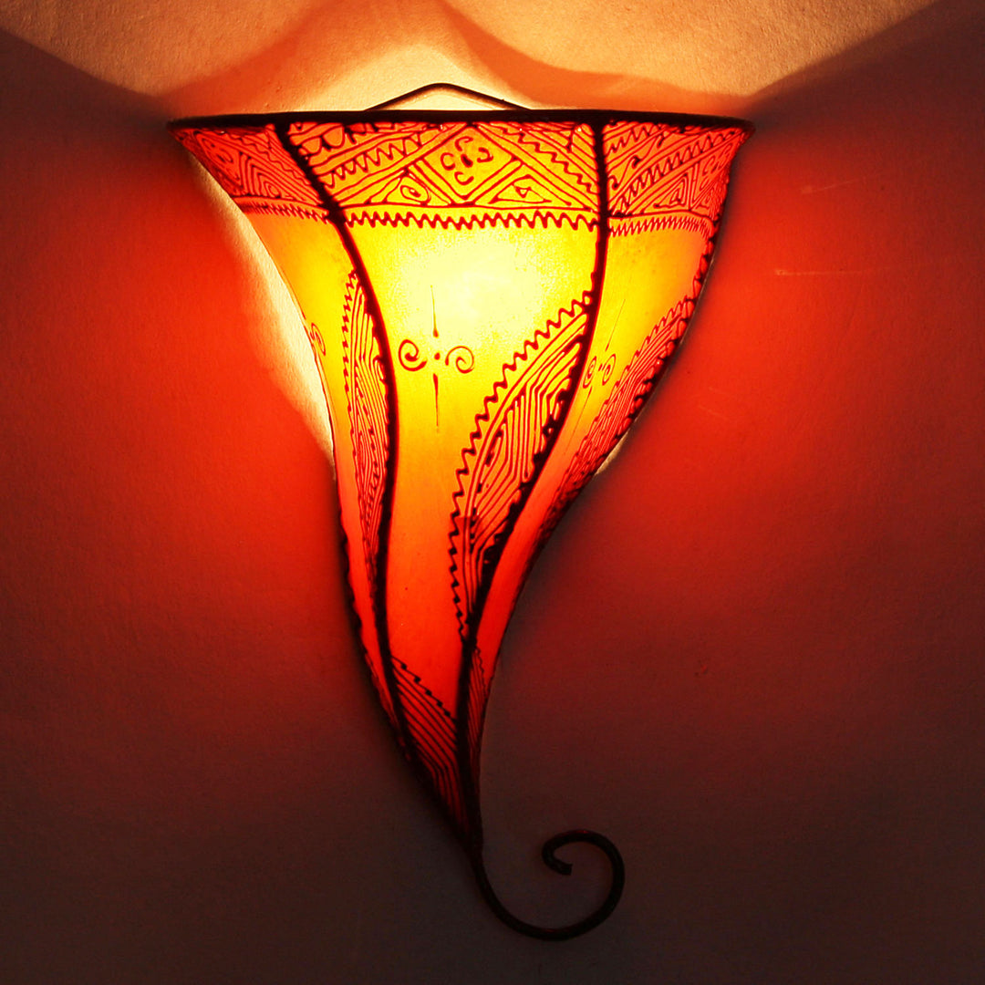 Applique murale en cuir Mouza Orange
