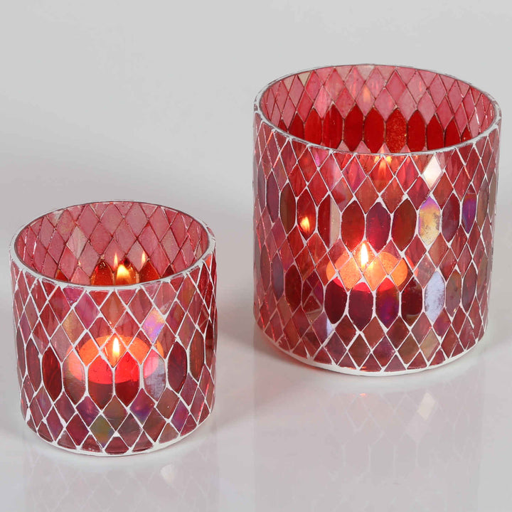 Photophore marocain en mosaïque Rayan rouge