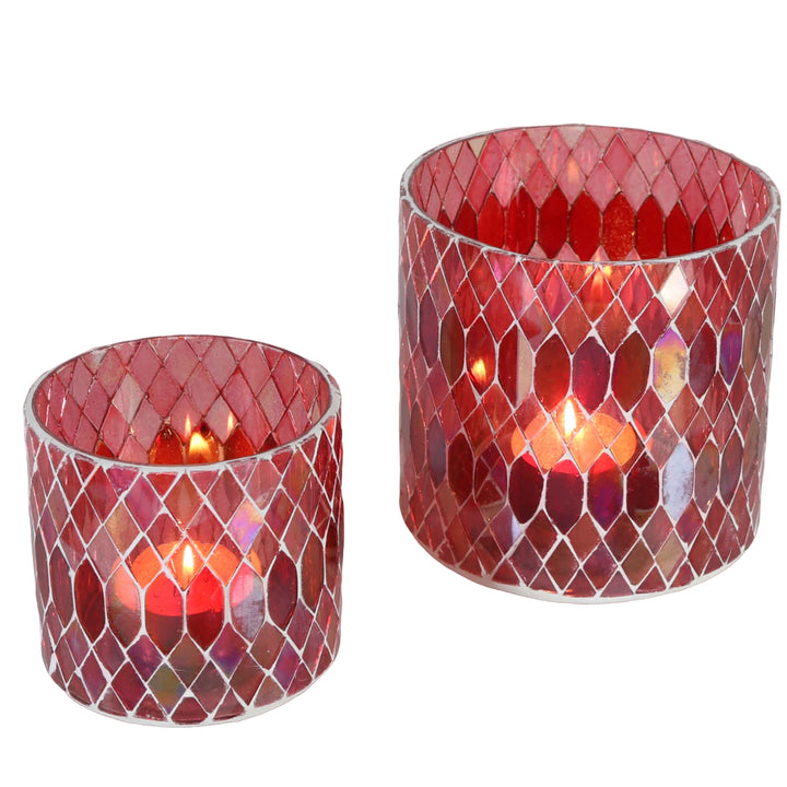 Photophore marocain en mosaïque Rayan rouge