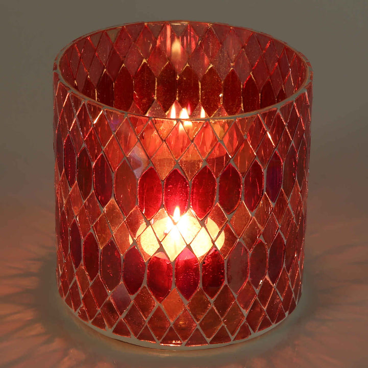 Photophore marocain en mosaïque Rayan rouge