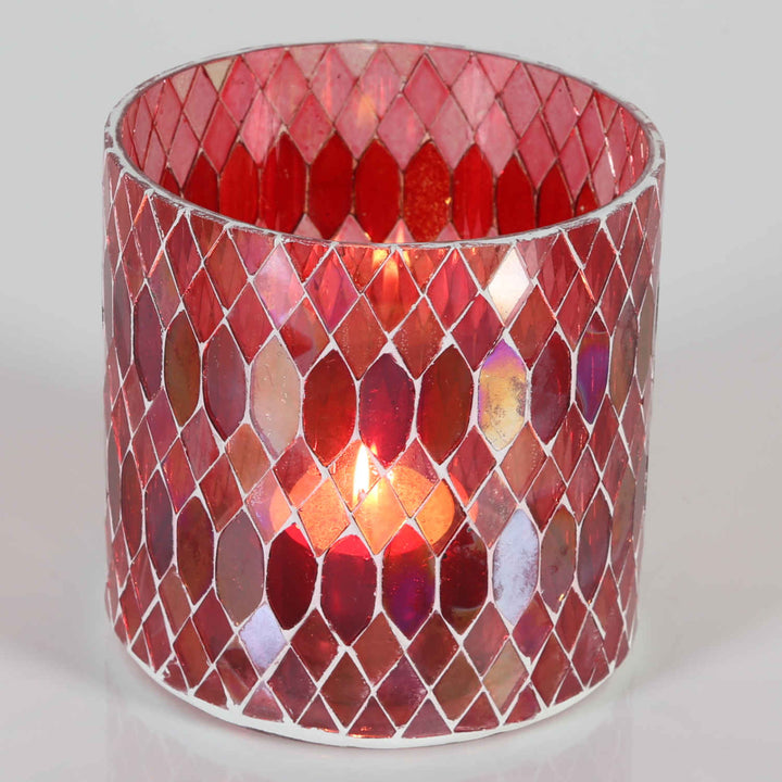 Photophore marocain en mosaïque Rayan rouge