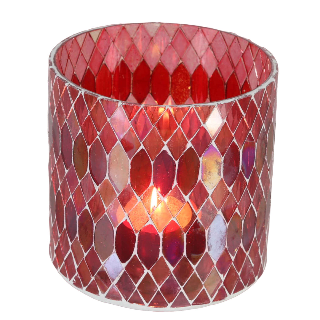 Photophore marocain en mosaïque Rayan rouge