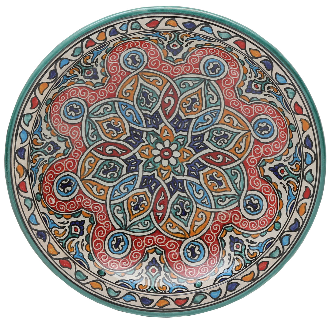 Grand plat en céramique marocain de Fès, peint à la main et émaillé, Ø 35 cm