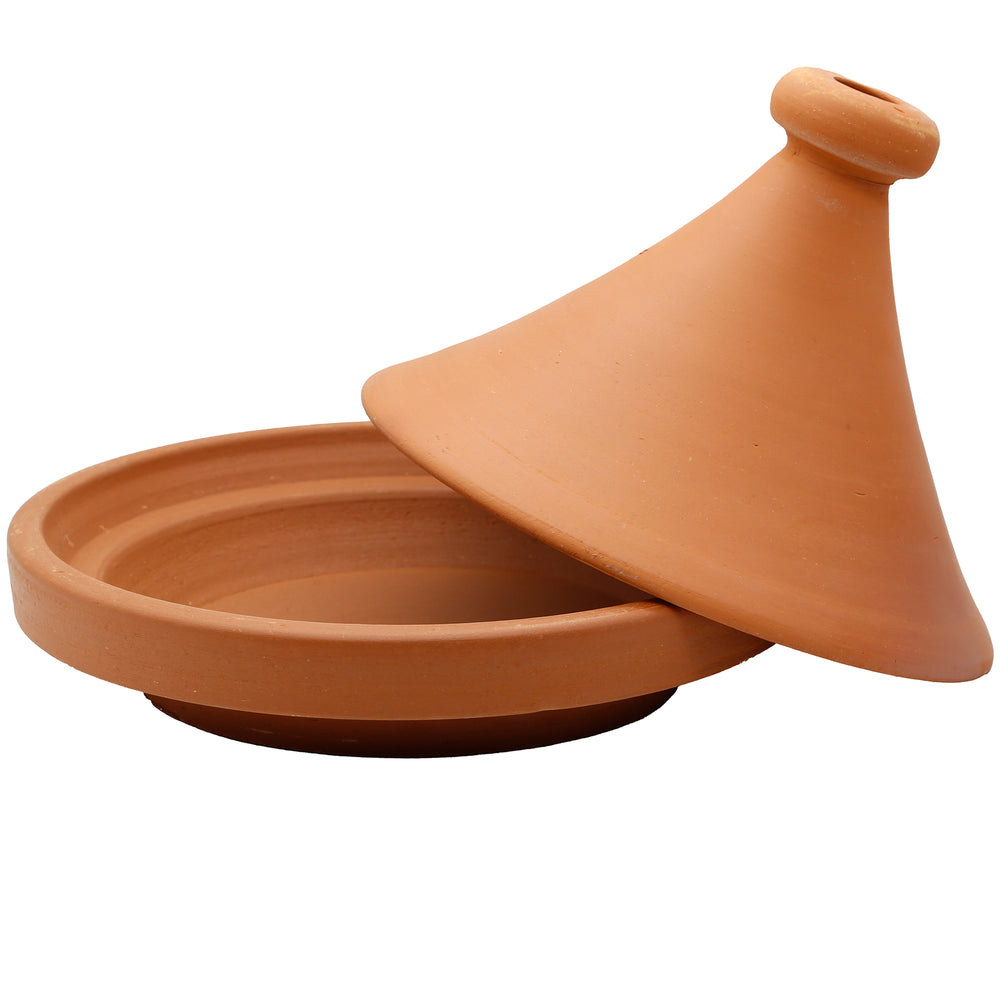Tajine Pot du Maroc 30 cm avec couvercle retiré, naturel et non émaillé