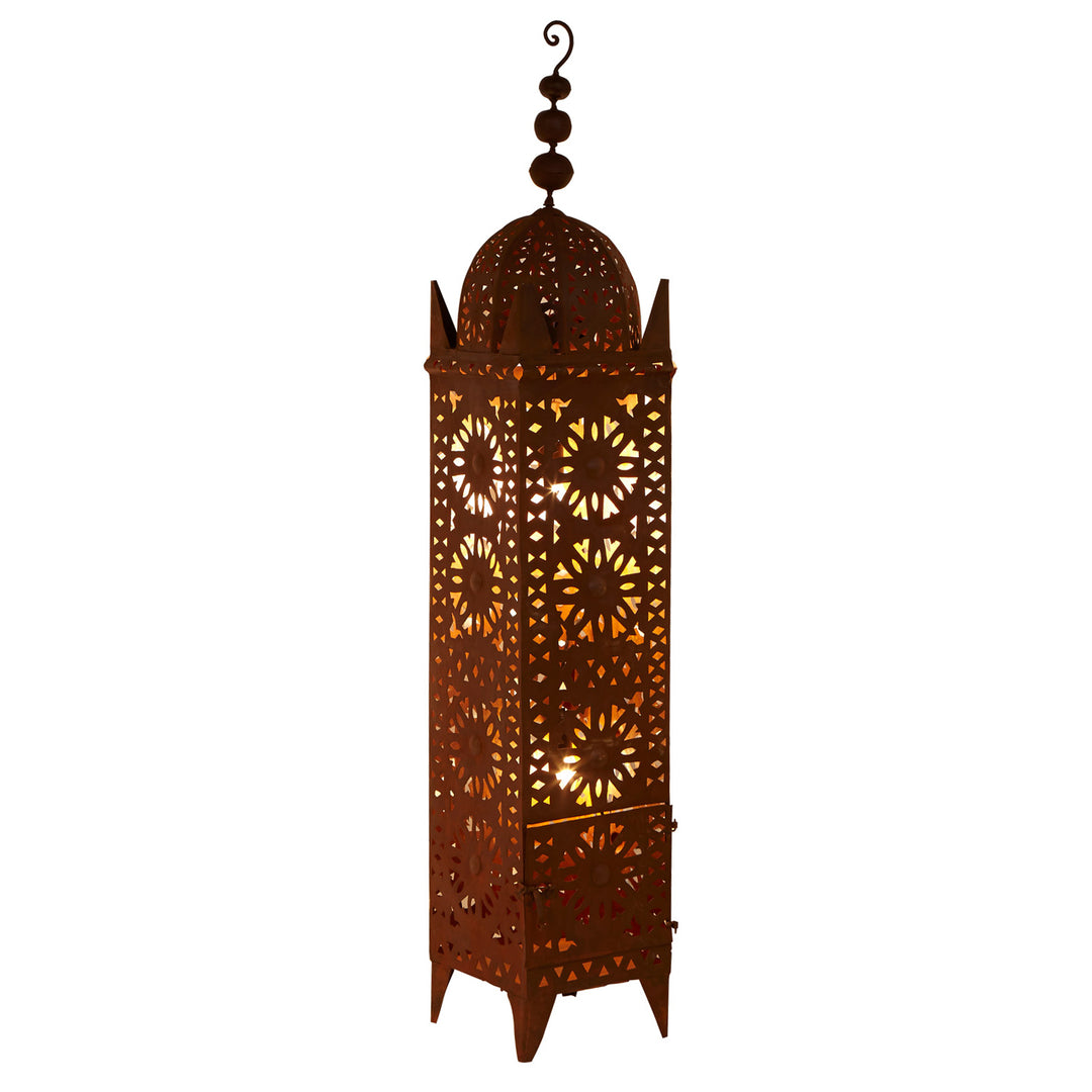 Lot De 2 Lanternes Orientales Ezana Gold 36 Cm - Photophores Marocains Métal Doré Pour Intérieur & Extérieur