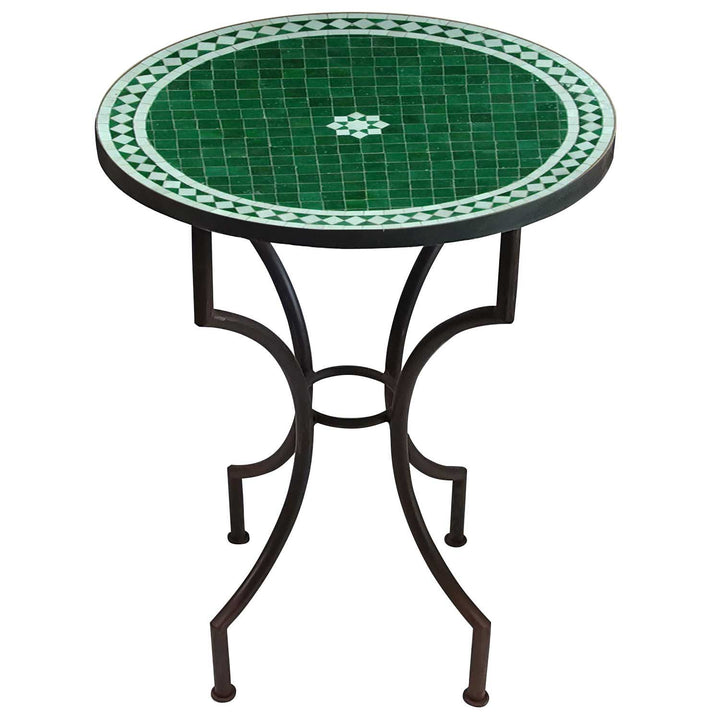 Mosaic table from Morocco - Green Star glazed -M60-3 