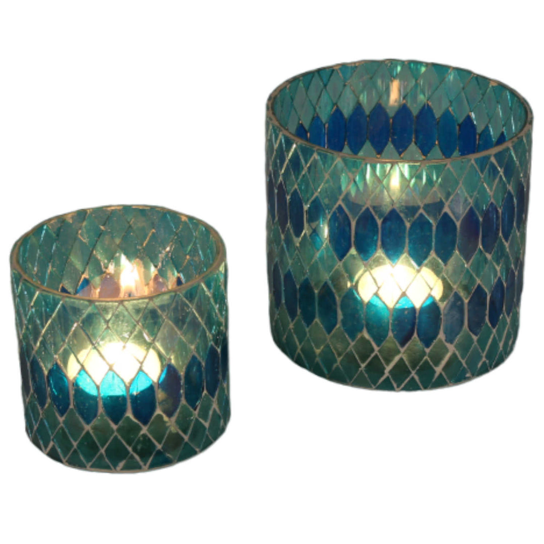 Lanterne mosaïque marocaine Rayan bleu clair