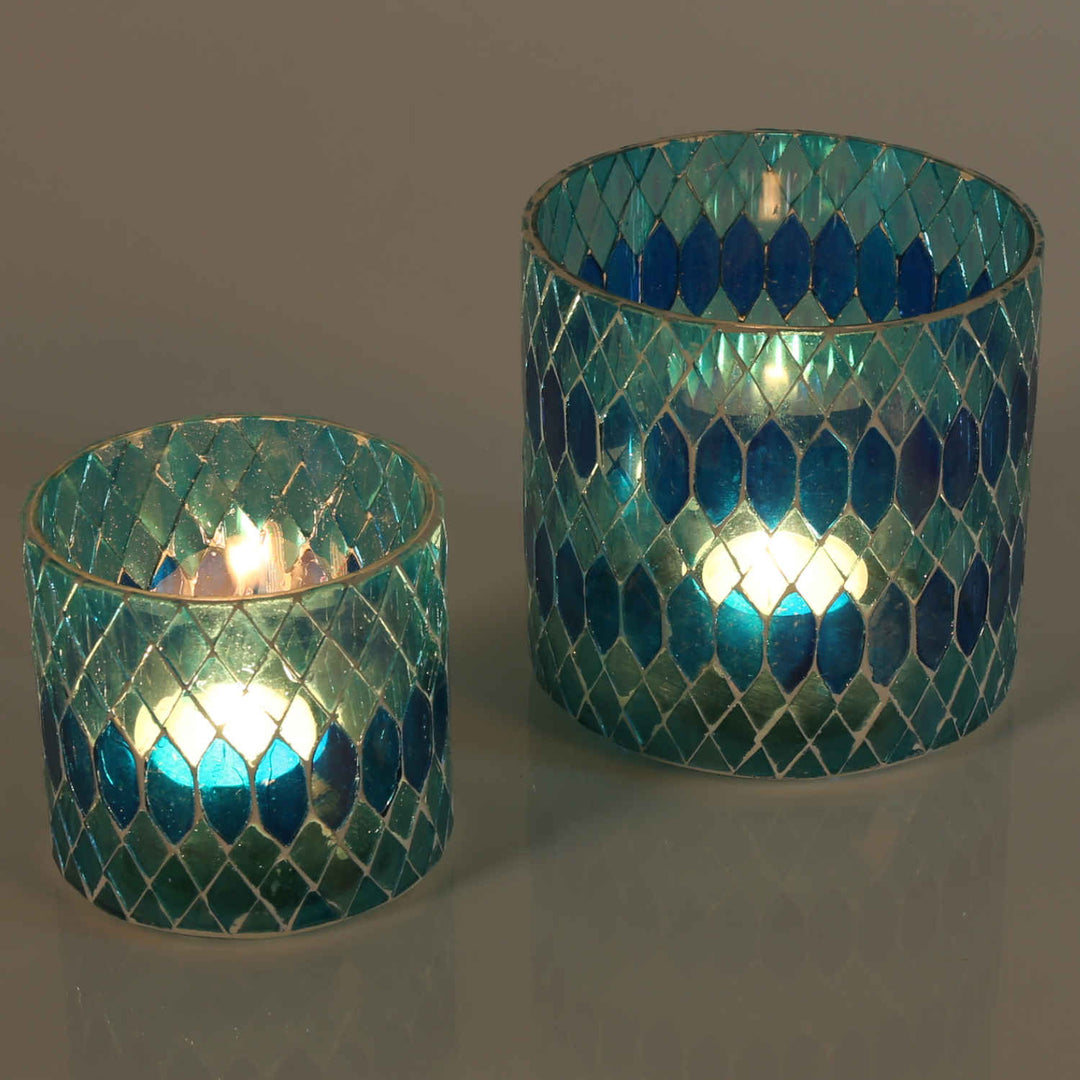Lanterne mosaïque marocaine Rayan bleu clair
