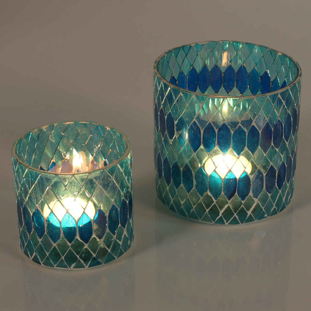 Lanterne mosaïque marocaine Rayan bleu clair