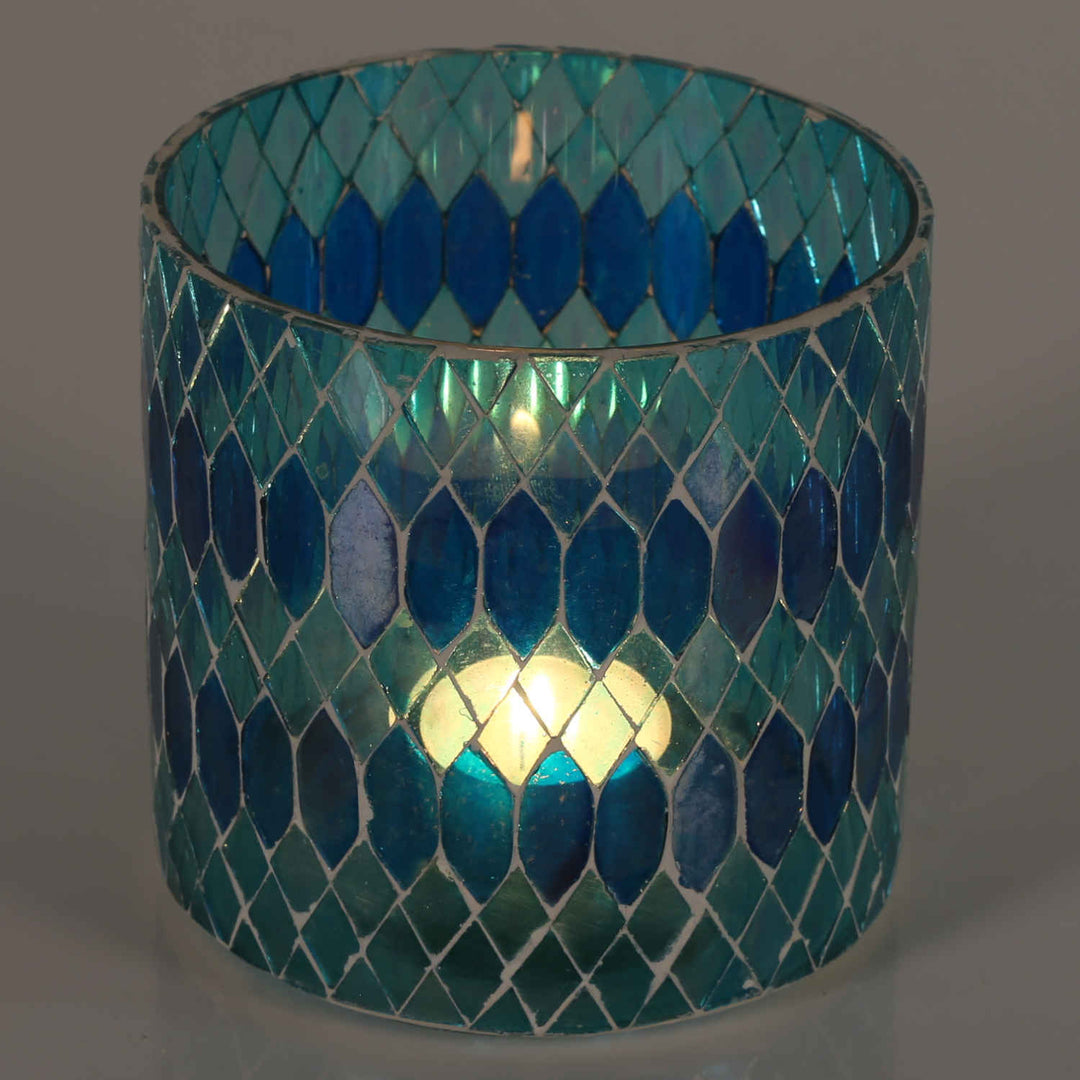 Lanterne mosaïque marocaine Rayan bleu clair