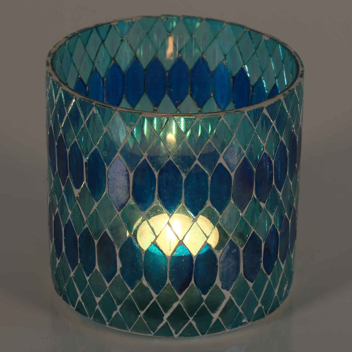 Lanterne mosaïque marocaine Rayan bleu clair