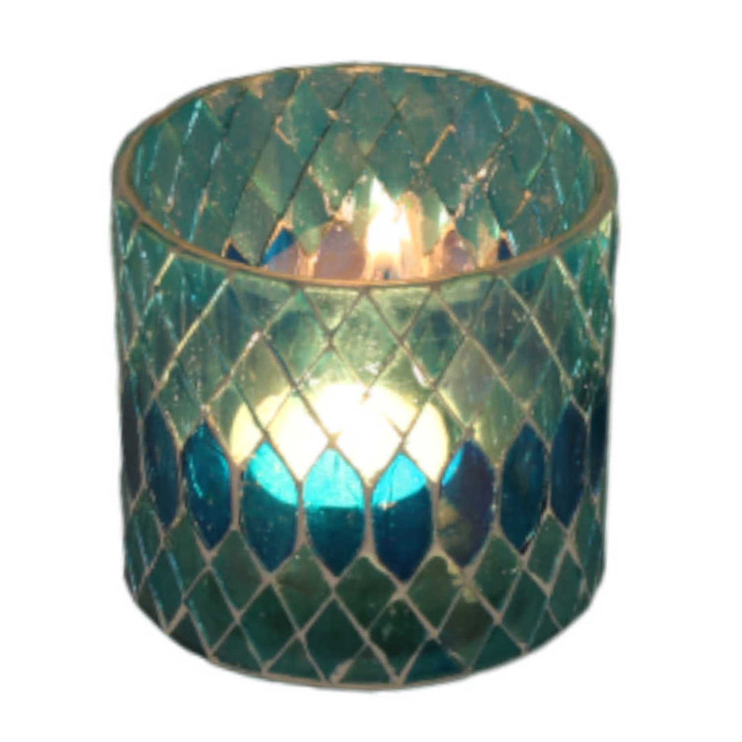 Lanterne mosaïque marocaine Rayan bleu clair