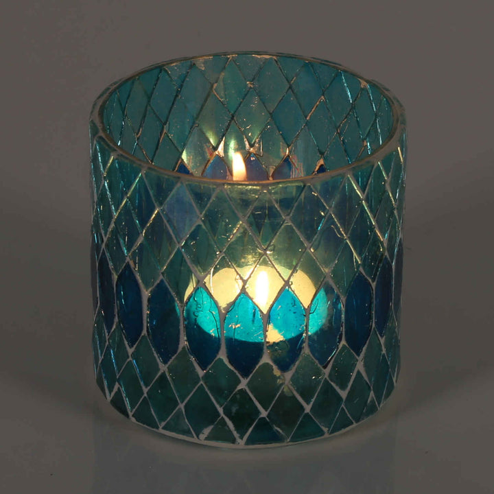 Lanterne mosaïque marocaine Rayan bleu clair