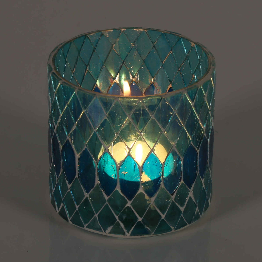Lanterne mosaïque marocaine Rayan bleu clair