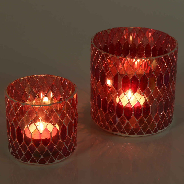 Photophore marocain en mosaïque Rayan rouge