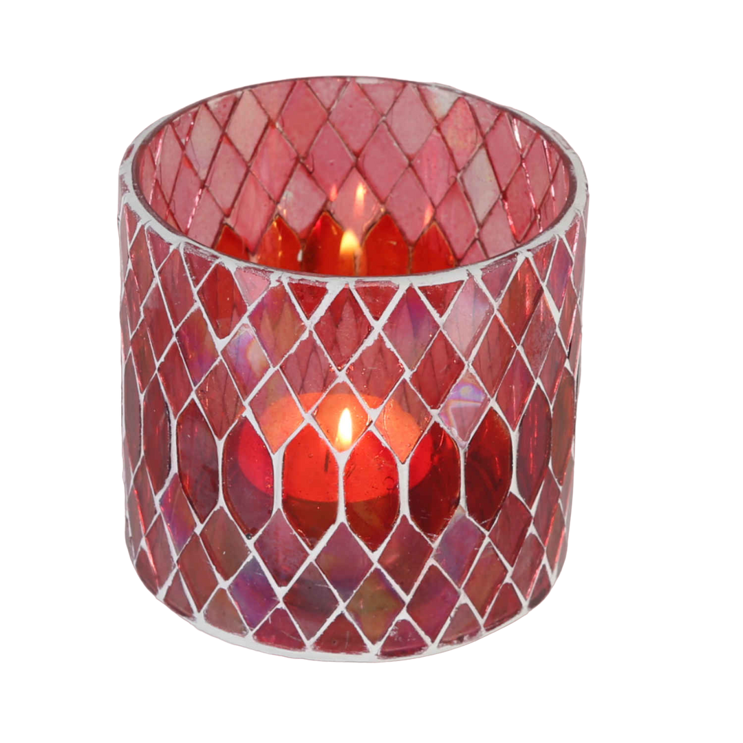 Photophore marocain en mosaïque Rayan rouge