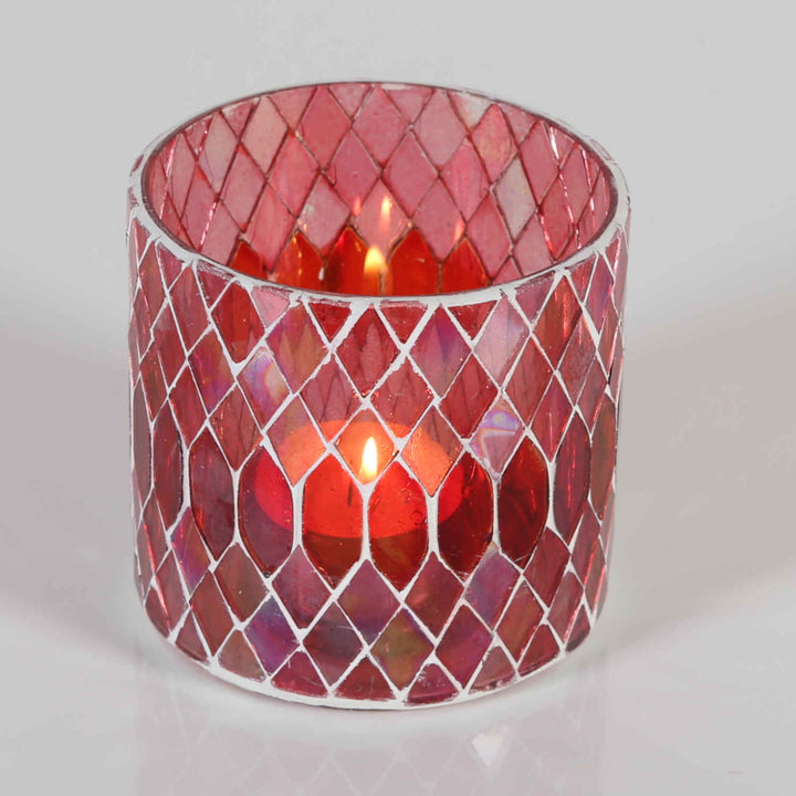 Photophore marocain en mosaïque Rayan rouge
