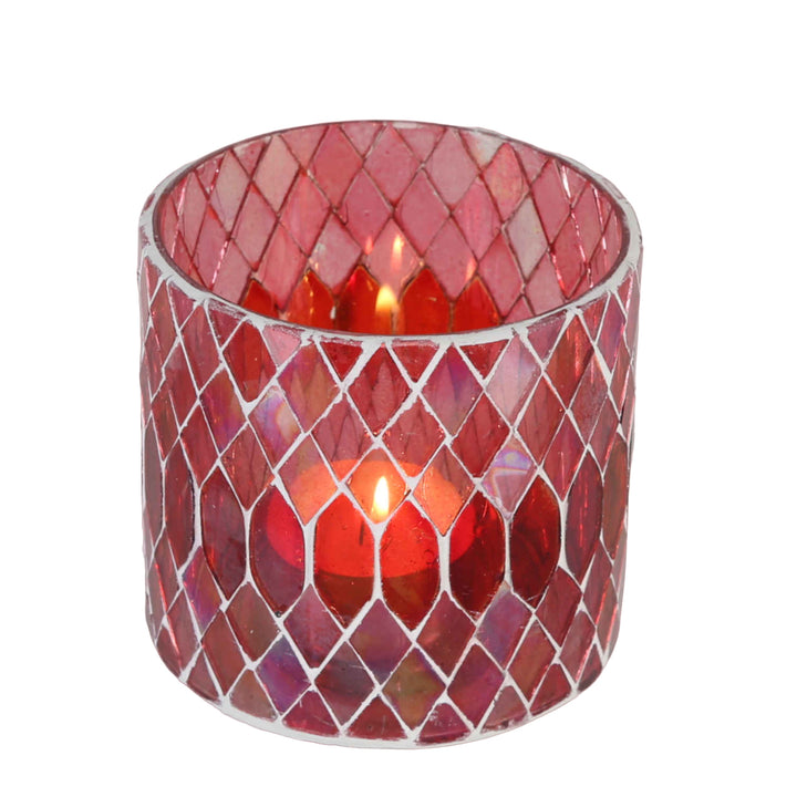 Photophore marocain en mosaïque Rayan rouge