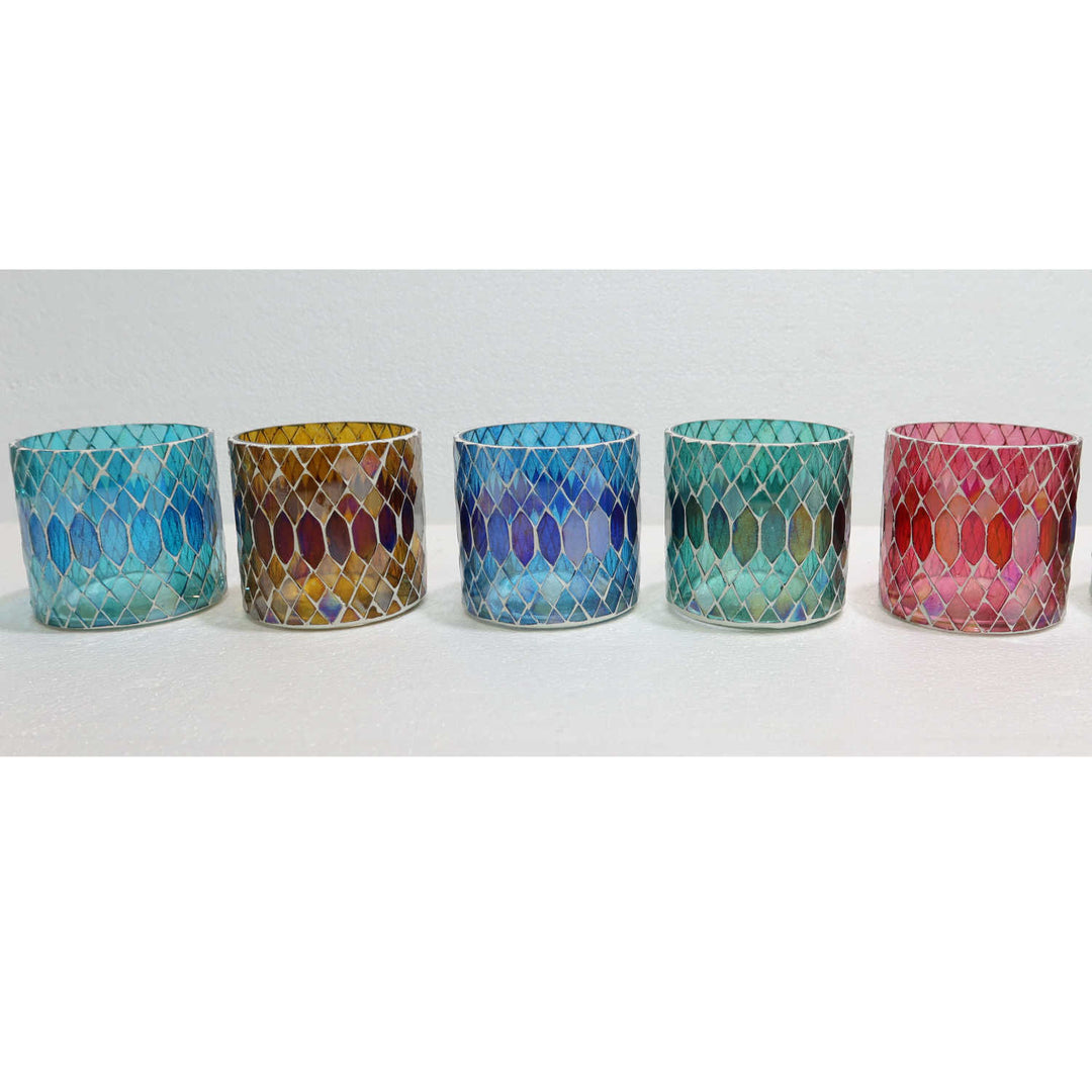 Lot de 5 photophores marocains en mosaïque Rayan S